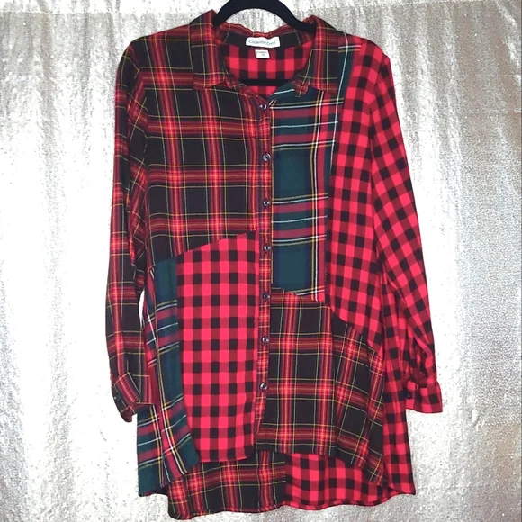 Coldwater Creek EUC PM Into the Mix Plaid Button-Down Tunic - Picture 2 of 12